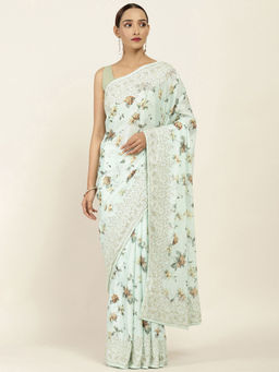 Soch - Embellished Chiffon Saree with Unstitched Blouse