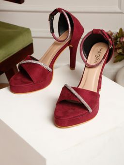 VALIOSAA - Maroon Color Special Occasion Stiletto Heels