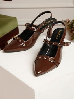 VALIOSAA - Brown Color Casual Stiletto Heels