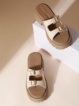 VALIOSAA - Cream Color Casual Sandal Heels