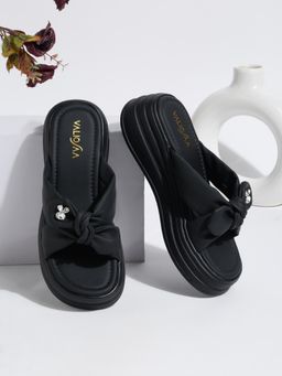 VALIOSAA - Black Color Casual Sandal Heels
