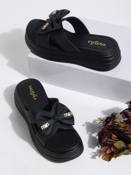 VALIOSAA - Black Color Casual Sandal Heels