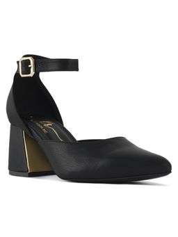 London Rag - Black Women Pointy-Toe Flared Block Sandal Heels