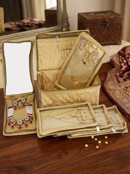 atorakushon - Jewellery Organizer Makeup Pouch for Necklace & Earrings - Gold