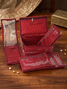 atorakushon - Jewellery Organizer Makeup Pouch for Necklace & Earrings - Maroon