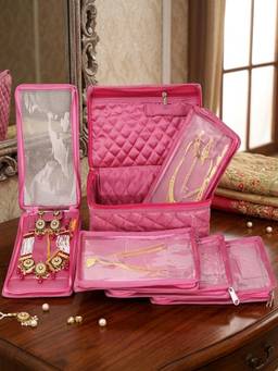 atorakushon - Jewellery Organizer Makeup Pouch for Necklace & Earrings - Pink