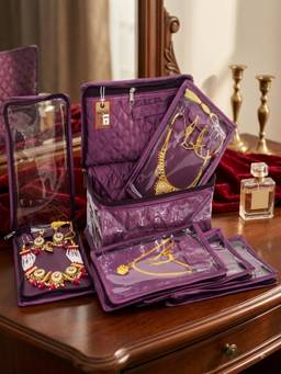 atorakushon - Jewellery Organizer Makeup Pouch for Necklace & Earrings - Purple