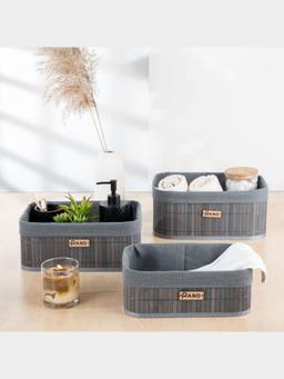 PANO - Bathroom Vanity Organizer Basket - Grey (Set of 3)
