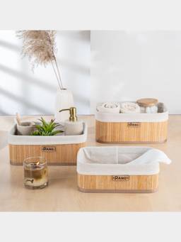 PANO - Bathroom Vanity Organizer Basket - Natural Beige (Set of 3)
