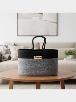 PANO - Braided Corsica Tote Storage Basket - Ash Grey