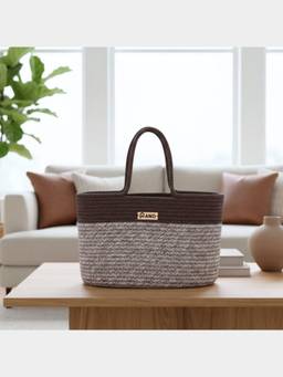 PANO - Braided Corsica Tote Storage Basket - Brown