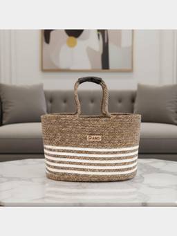 PANO - Braided Monaco Tote Storage Basket - Natural Beige