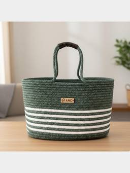 PANO - Braided Monaco Tote Storage Basket - Green