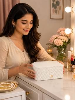 atorakushon - Jewellery Organizer Jhumka Earrings Display Case Travel Vanity - White