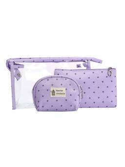 Awestuffs - Portable Cosmetic & Toiletry Pouch Set of 3 - Purple