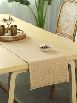 House This - Bhoomi Table Runner Beige (6 Seater)