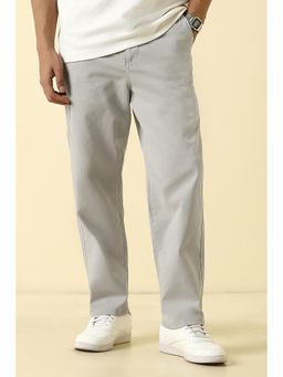 Allen Solly - Grey Comfortable Fit Cotton Blend Solid Casual Trouser