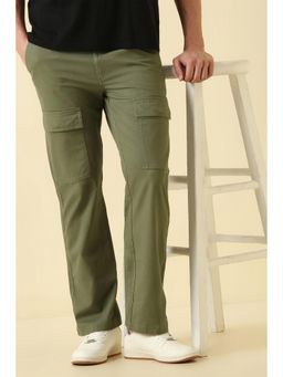 Allen Solly - Olive Regular Fit Cotton Blend Solid Casual Trouser