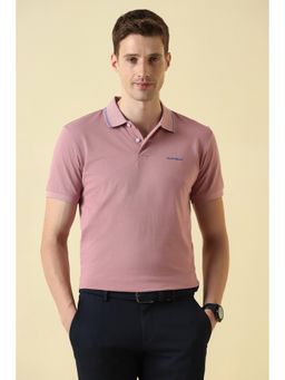Allen Solly - Pink Cotton Blend Half Sleeves Collar Neck Textured Polo T-Shirt