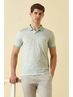 Allen Solly - Green Cotton Half Sleeves Collar Neck Printed Polo T-Shirt