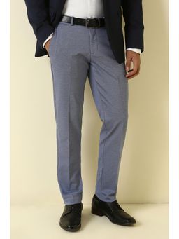 Allen Solly - Blue Straight Fit Polyester Blend Textured Formal Trouser