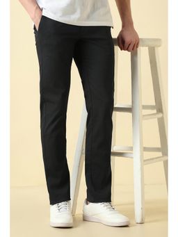 Allen Solly - Black Slim Fit Cotton Blend Solid Casual Trouser