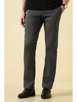 Allen Solly - Charcoal Slim Fit Cotton Blend Solid Formal Trouser