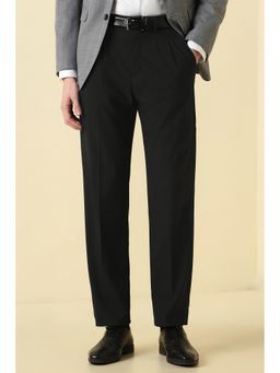 Allen Solly - Black Regular Fit Polyester Blend Solid Formal Trouser