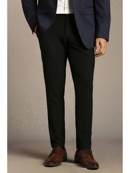 Louis Philippe - Black Regular Fit Polyester Blend Solid Formal Trouser