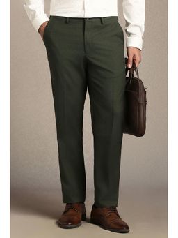 Louis Philippe - Olive Slim Fit Polyester Blend Solid Formal Trouser