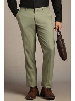 Louis Philippe - Olive Slim Fit Polyester Blend Solid Formal Trouser