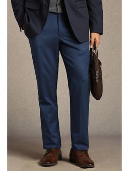 Louis Philippe - Blue Slim Fit Polyester Blend Solid Formal Trouser