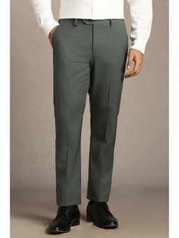 Louis Philippe - Green Slim Fit Polyester Blend Solid Formal Trouser