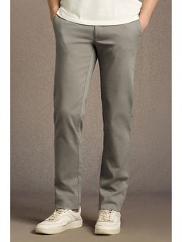Louis Philippe - Grey Regular Fit Cotton Blend Solid Casual Trouser