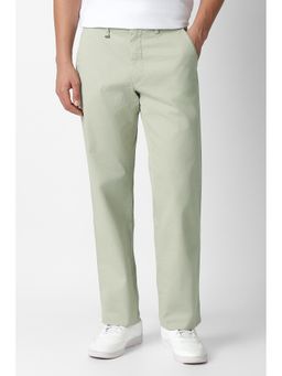 Van Heusen - Green Straight Fit Cotton Blend Solid Formal Trouser