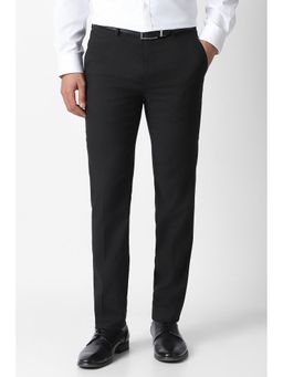 Van Heusen - Black Slim Fit Polyester Blend Solid Formal Trouser