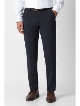 Van Heusen - Navy Blue Slim Fit Polyester Blend Textured Formal Trouser
