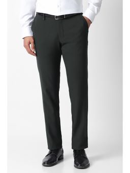 Van Heusen - Olive Slim Fit Polyester Solid Formal Trouser