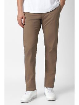 Van Heusen - Brown Slim Fit Cotton Blend Solid Casual Trouser