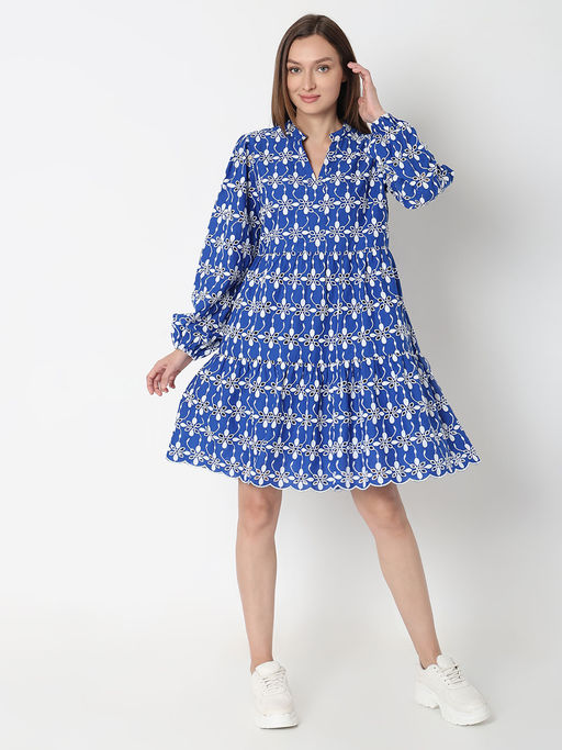 vero moda embroidered dress Vero Moda Floral Embroidered Flute Sleeve Dress