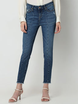 VERO MODA - Blue Mid Rise Skinny Fit Jeans