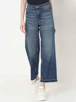 VERO MODA - Dark Blue High Rise Wide Leg Jeans