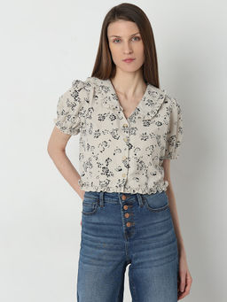 VERO MODA - Light Beige Printed Shirt