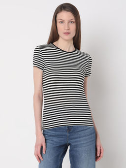 VERO MODA - Black & White Striped T-Shirt