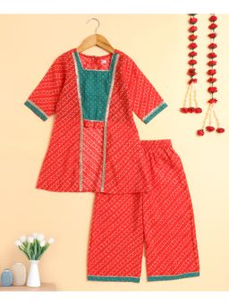 The Magic Wand - Orange Printed Regular Fit Kurta and Palazzo