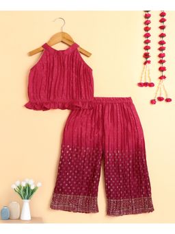 The Magic Wand - Pink Printed Regular Fit Top and Palazzo