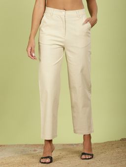 FFU - Womens Cream Solid Trousers