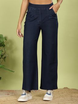 FFU - Womens Navy Blue Solid Trousers