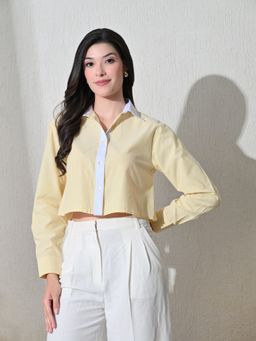 Ikonic Klaer - Women Yellow Cotton Striped Shirt