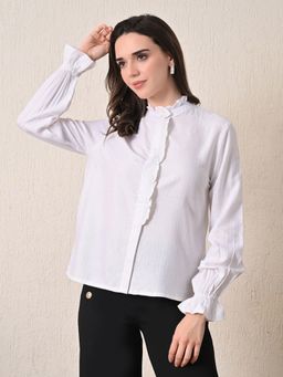 Ikonic Klaer - Emily-Women Pintuck Ruffle Neck Shirt